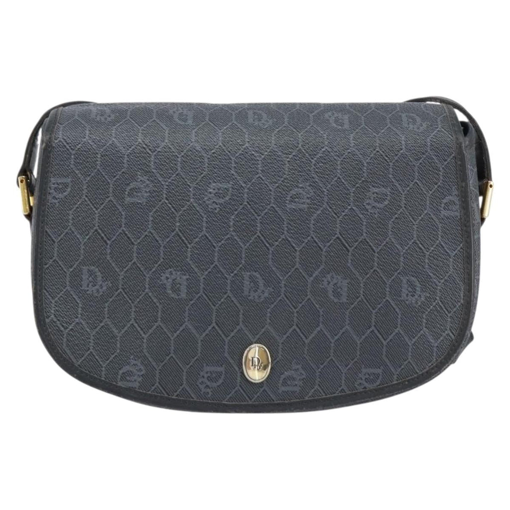 Christian Dior Vintage Honeycomb Shoulder Bag Canvas Black Canvas Shoulder Bag Bag (Pre-Owned)