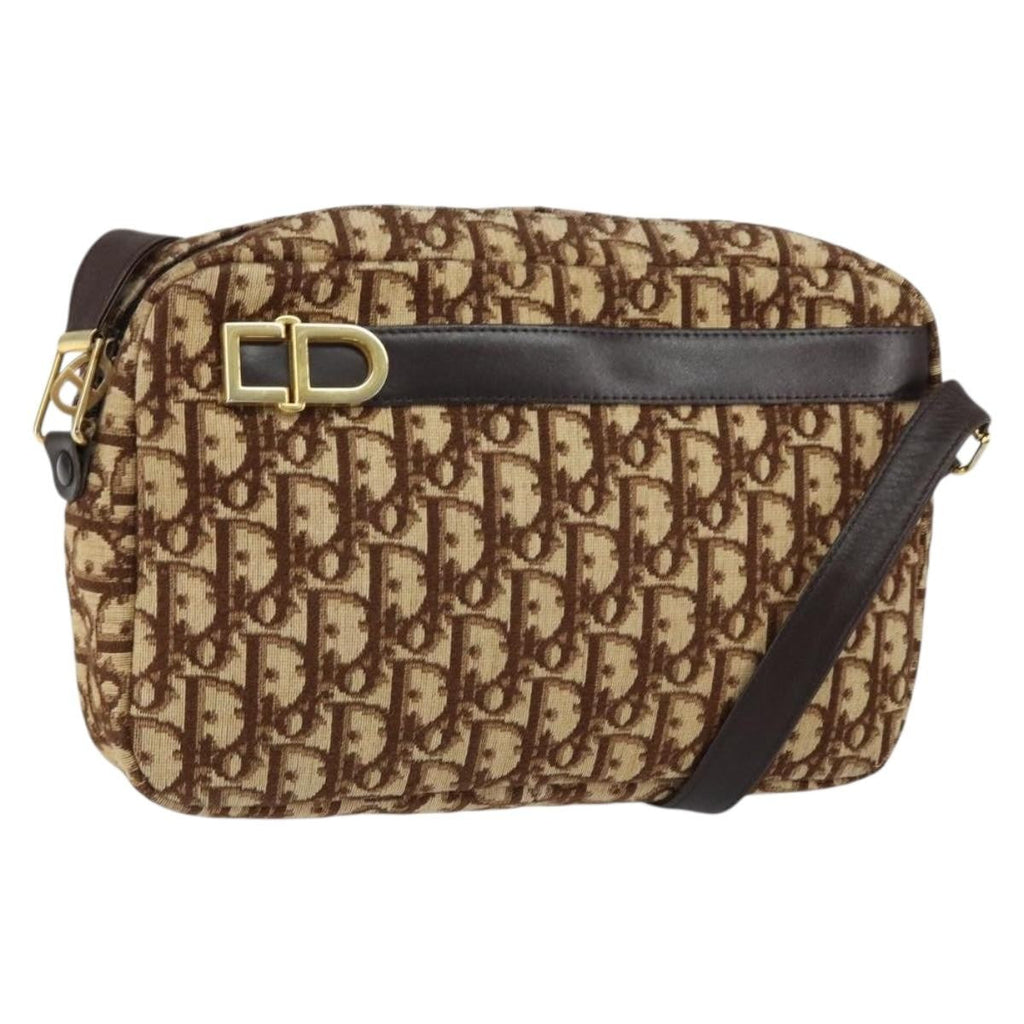 Christian Dior Vintage Trotter Crossbody Bag Diorissimo Coated Canvas Brown Canvas Shoulder Bag Bag (Pre-Owned)