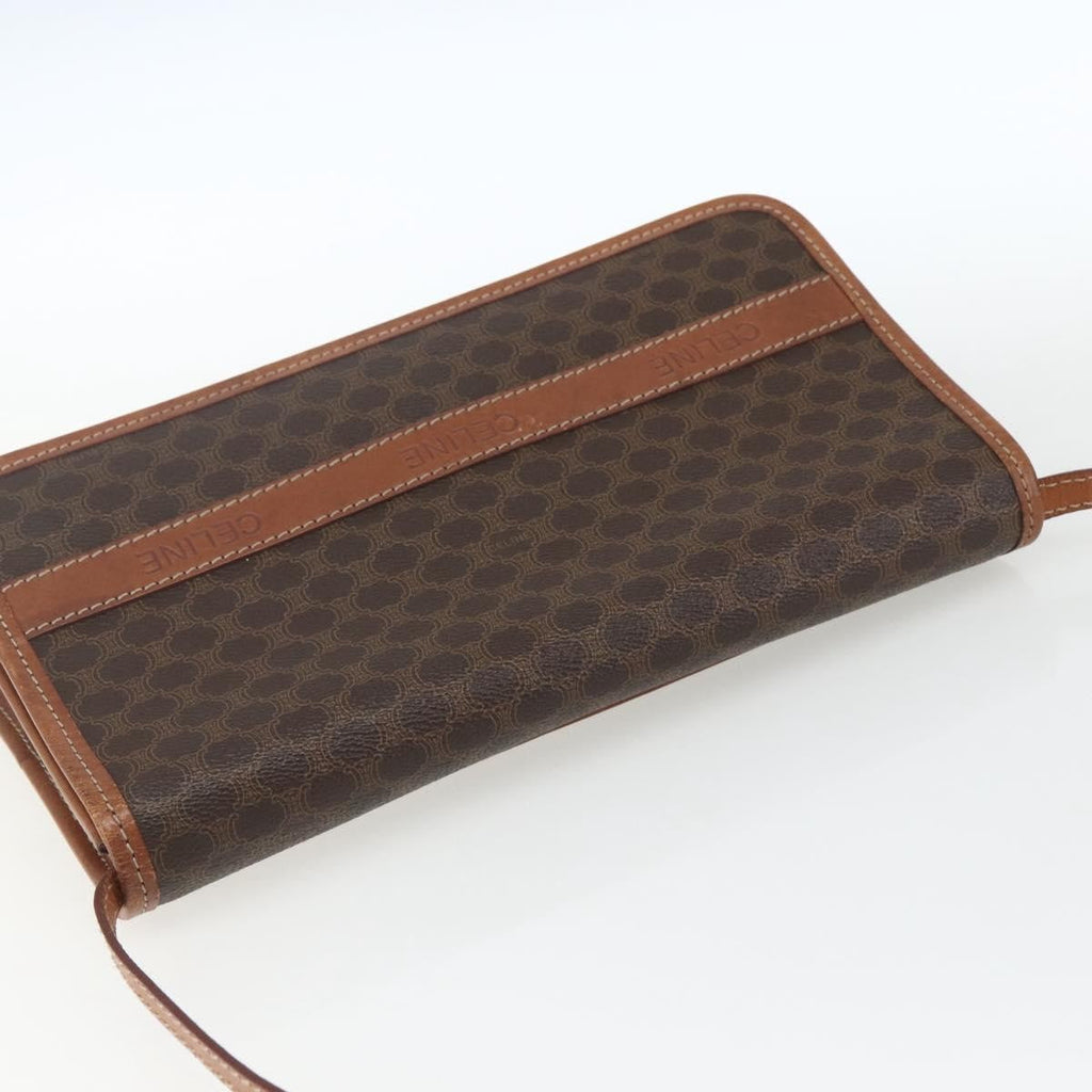 Celine Vintage Macadam Shoulder Bag Canvas And Leather Brown Canvas Shoulder Bag Bag