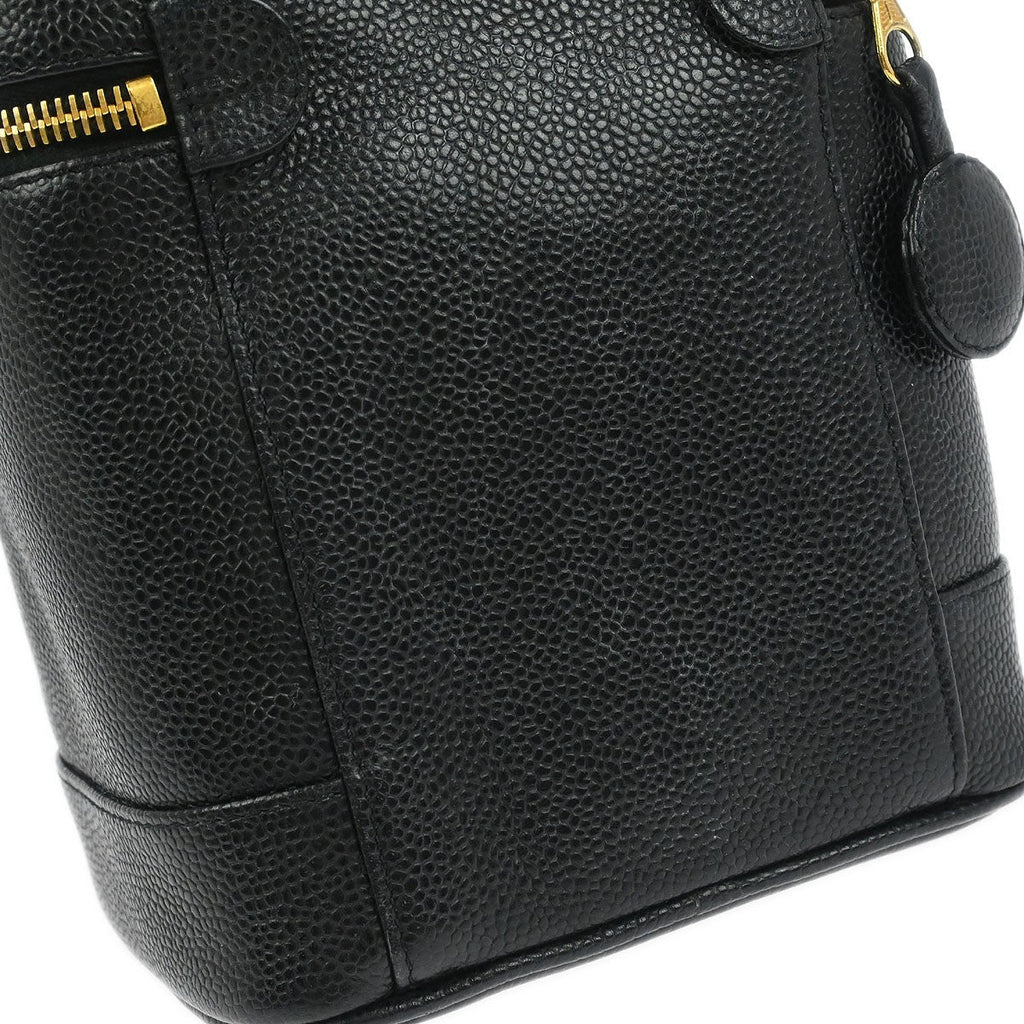 Chanel Vintage Timeless Cosmetic Case Caviar Black Leather Handbag