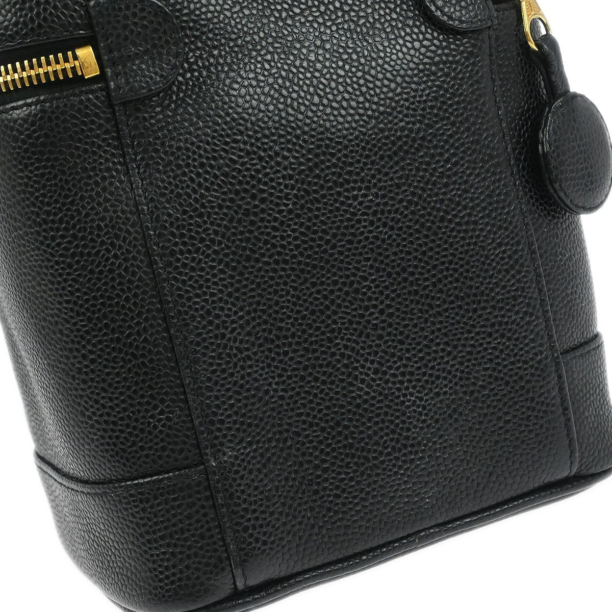 Chanel Vintage Timeless Cosmetic Case Caviar Black Leather Handbag
