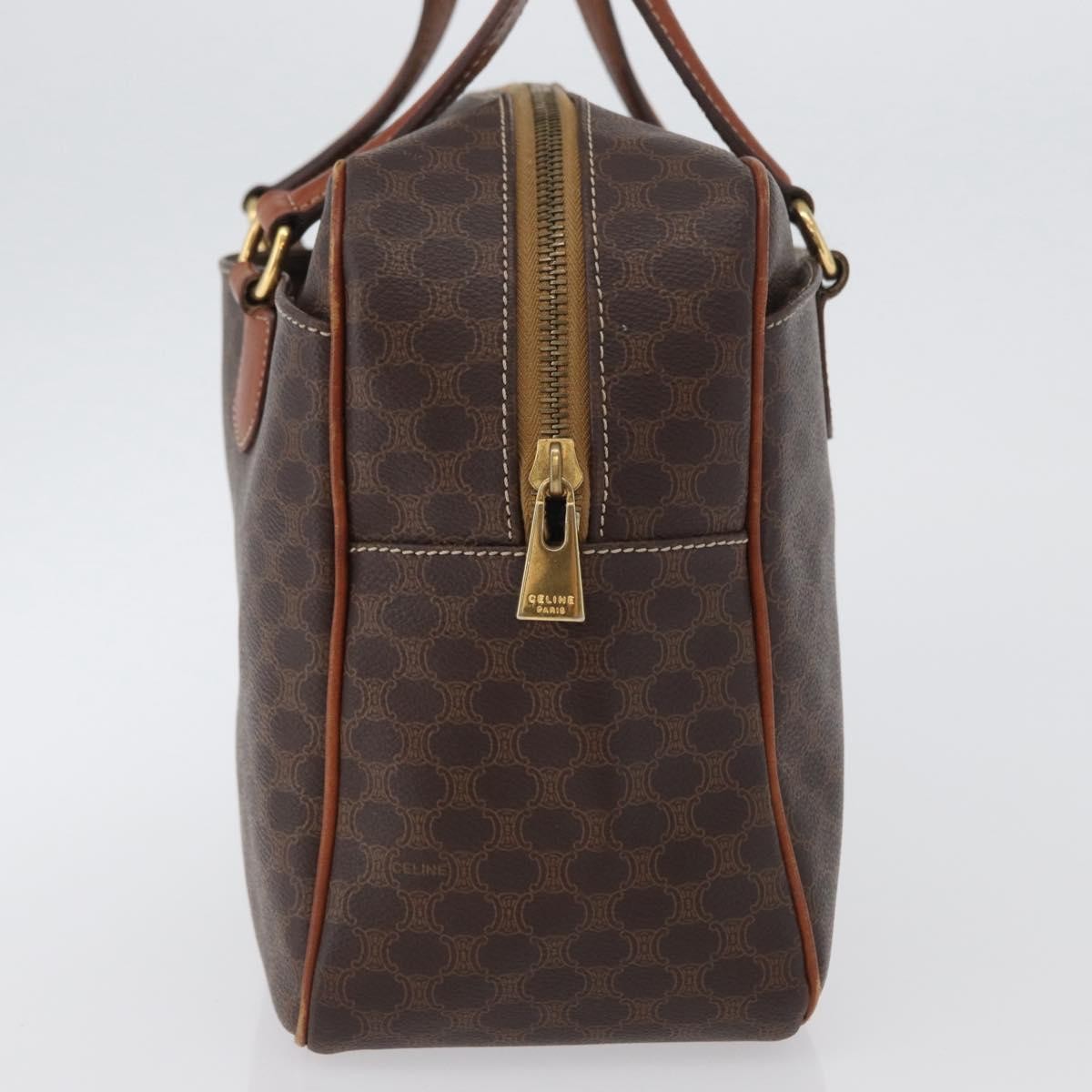Celine Vintage Macadam Handbag Canvas And Leather Brown Canvas Handbag