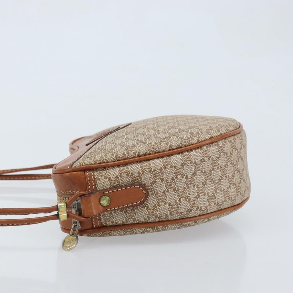 Celine Vintage Macadam Shoulder Bag Canvas And Leather Beige Canvas Shoulder Bag Bag
