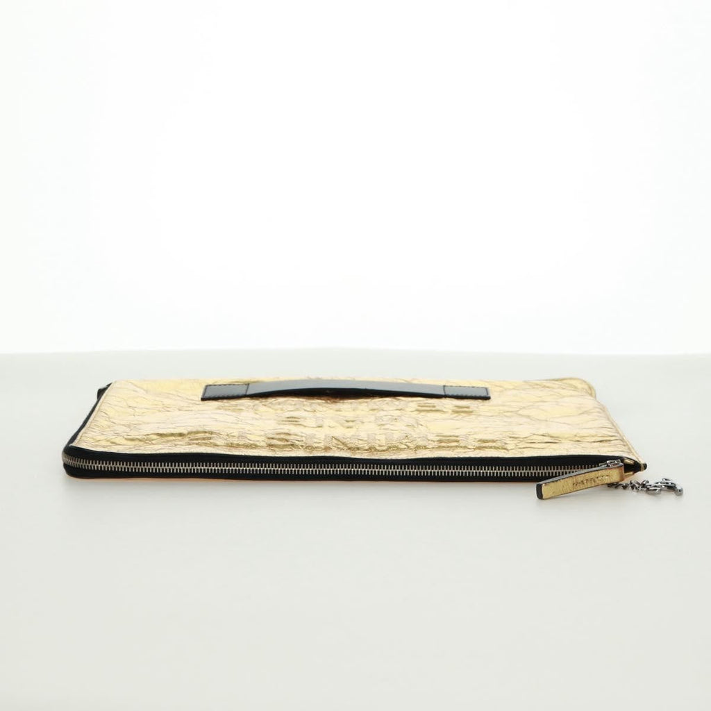 Chanel Feminine Pouch Crinkled Leather Gold Leather Clutche & Pouche Bag