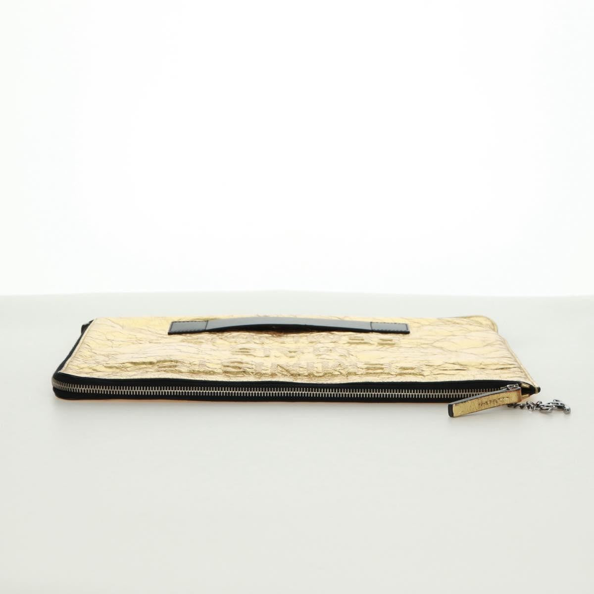 Chanel Feminine Pouch Crinkled Leather Gold Leather Clutche & Pouche Bag