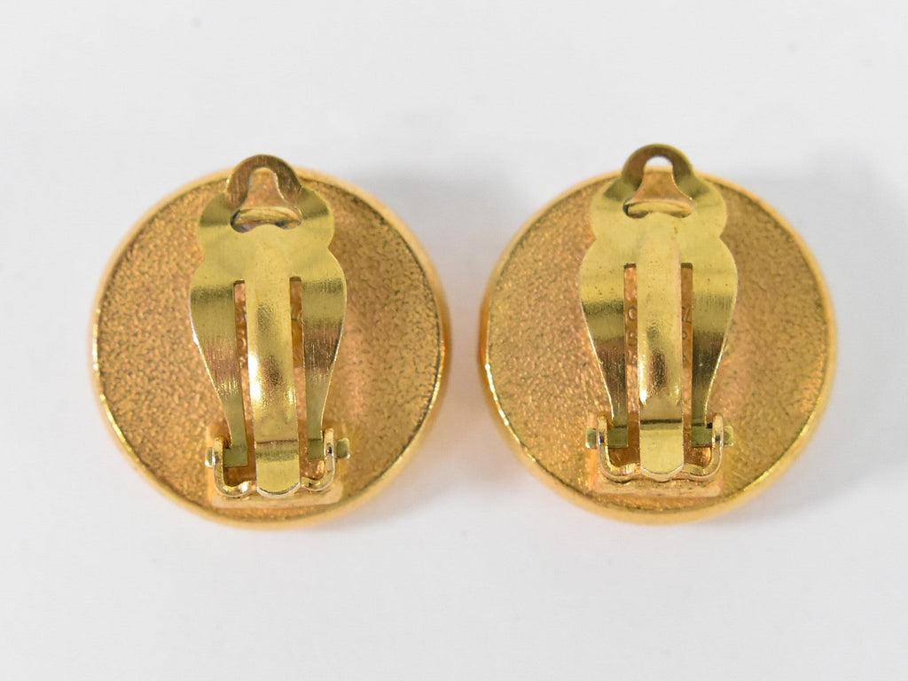 Chanel Cc Hoop Clip-On Earrings Crystal Embellished Metal Gold Gold_Plated Earrings Jewelry