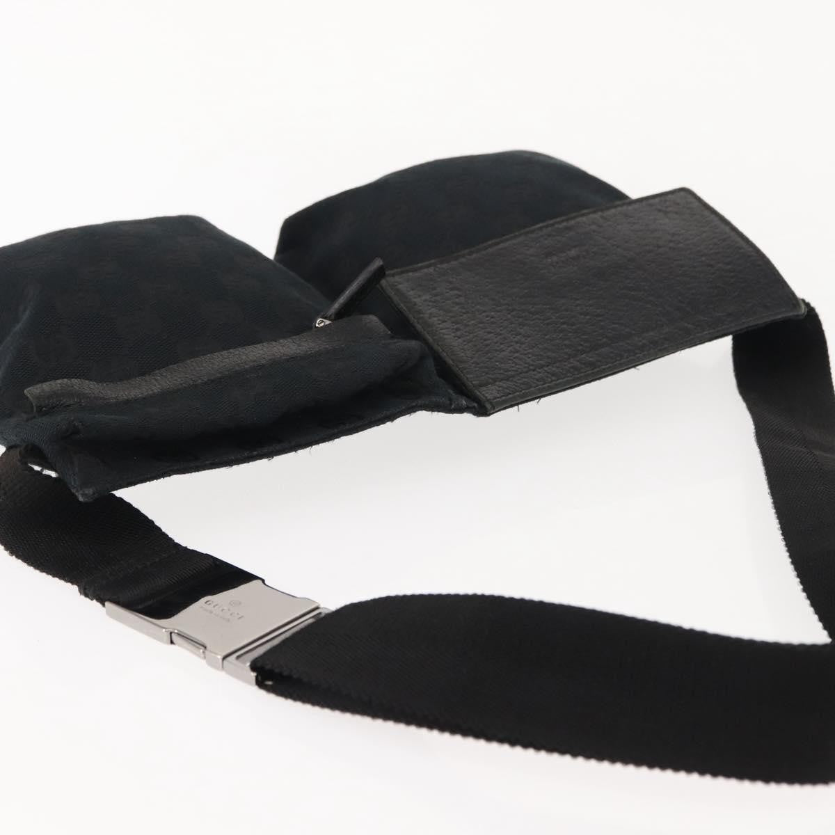 Gucci Vintage Double Belt Bag Gg Canvas With Leather Black Canvas Shoulder Bag Bag (Pre-Owned)
