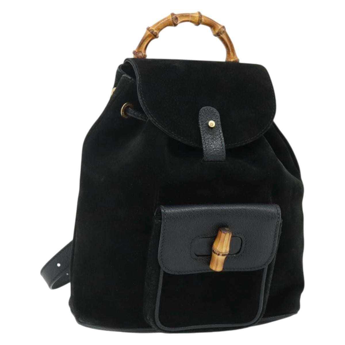 Gucci Gucci Bamboo Backpack Daim Black Suede Backpack Bag (Pre-Owned)