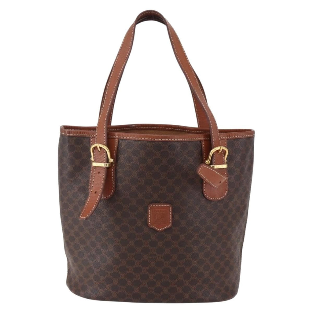 Celine Vintage Macadam Tote Bag Canvas Brown Canvas Tote Bag Bag
