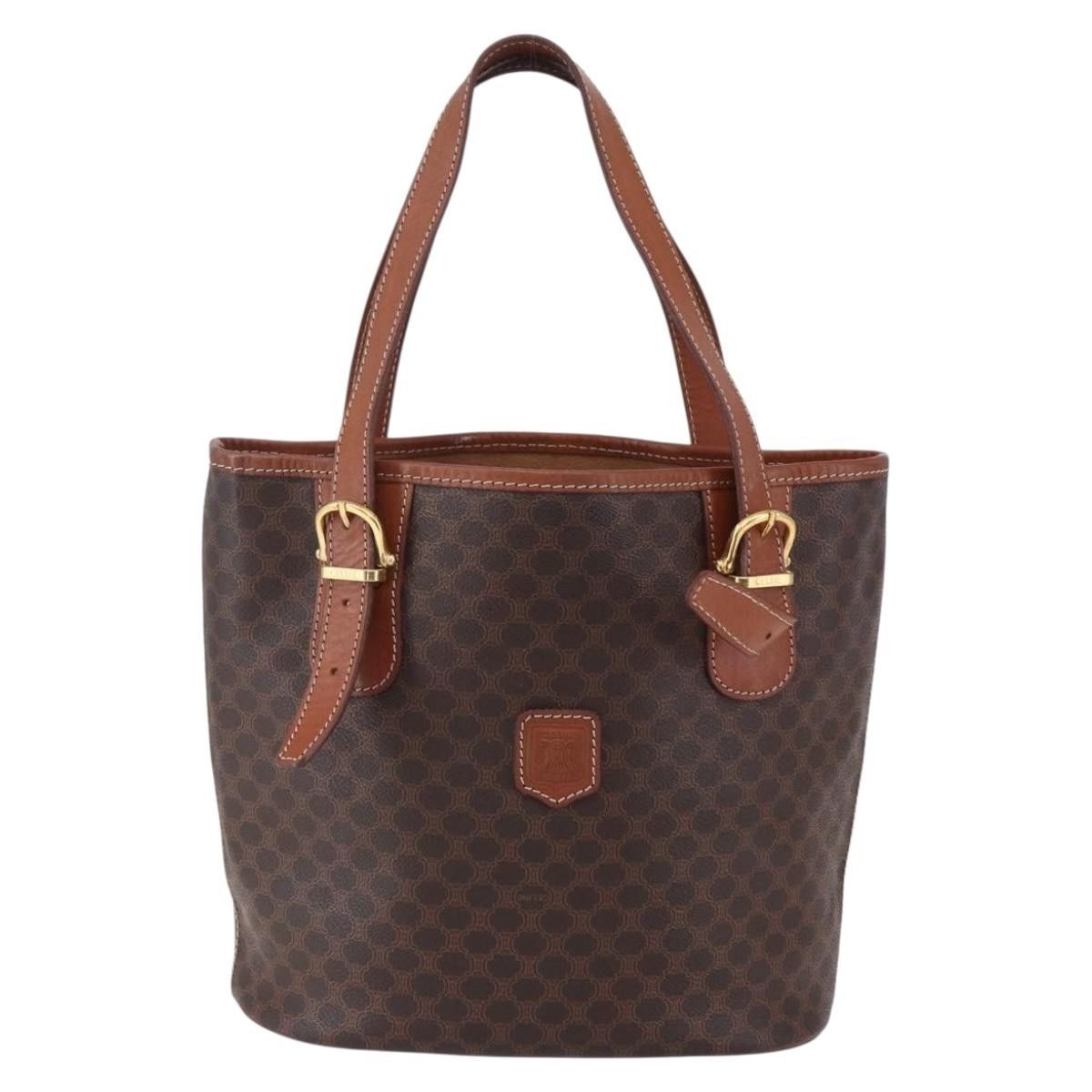 Celine Vintage Macadam Tote Bag Canvas Brown Canvas Tote Bag Bag