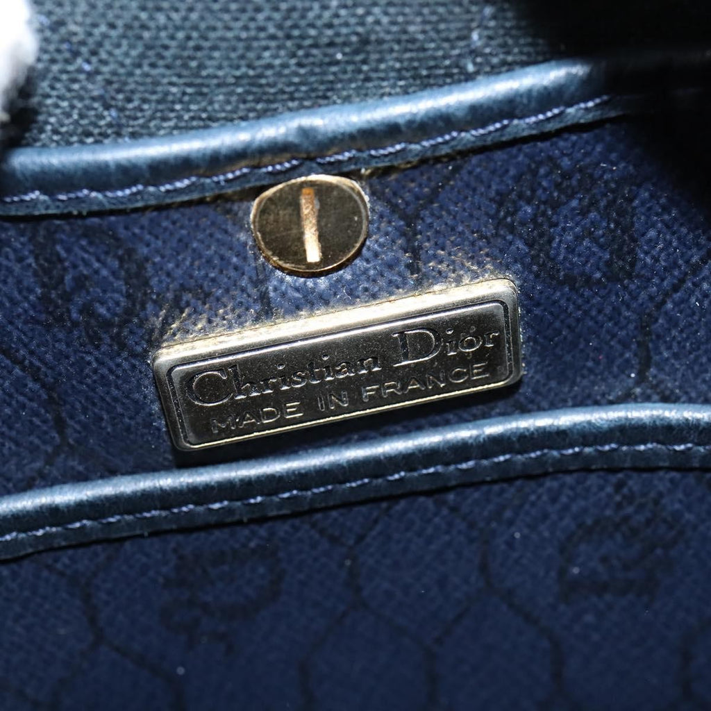 Christian Dior Vintage Honeycomb Shoulder Bag Canvas And Leather Navy Pvc Shoulder Bag Bag (Pre-Owned)