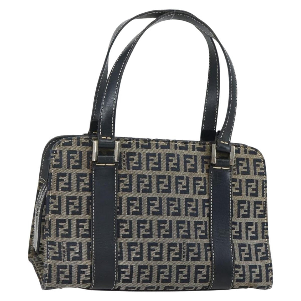 Fendi Vintage Satchel Zucchino Canvas Navy Canvas Handbag