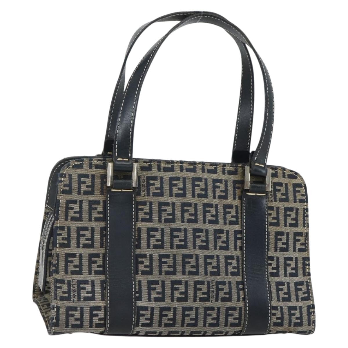 Fendi Vintage Satchel Zucchino Canvas Navy Canvas Handbag