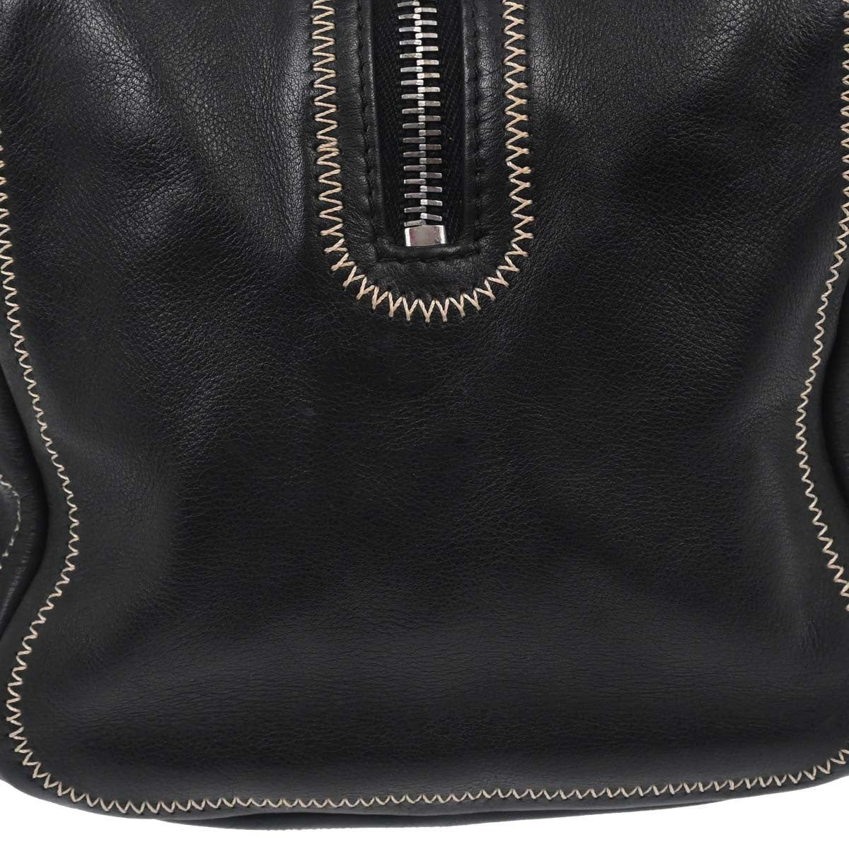 Chanel Cc Bowler Leather Black Leather Handbag