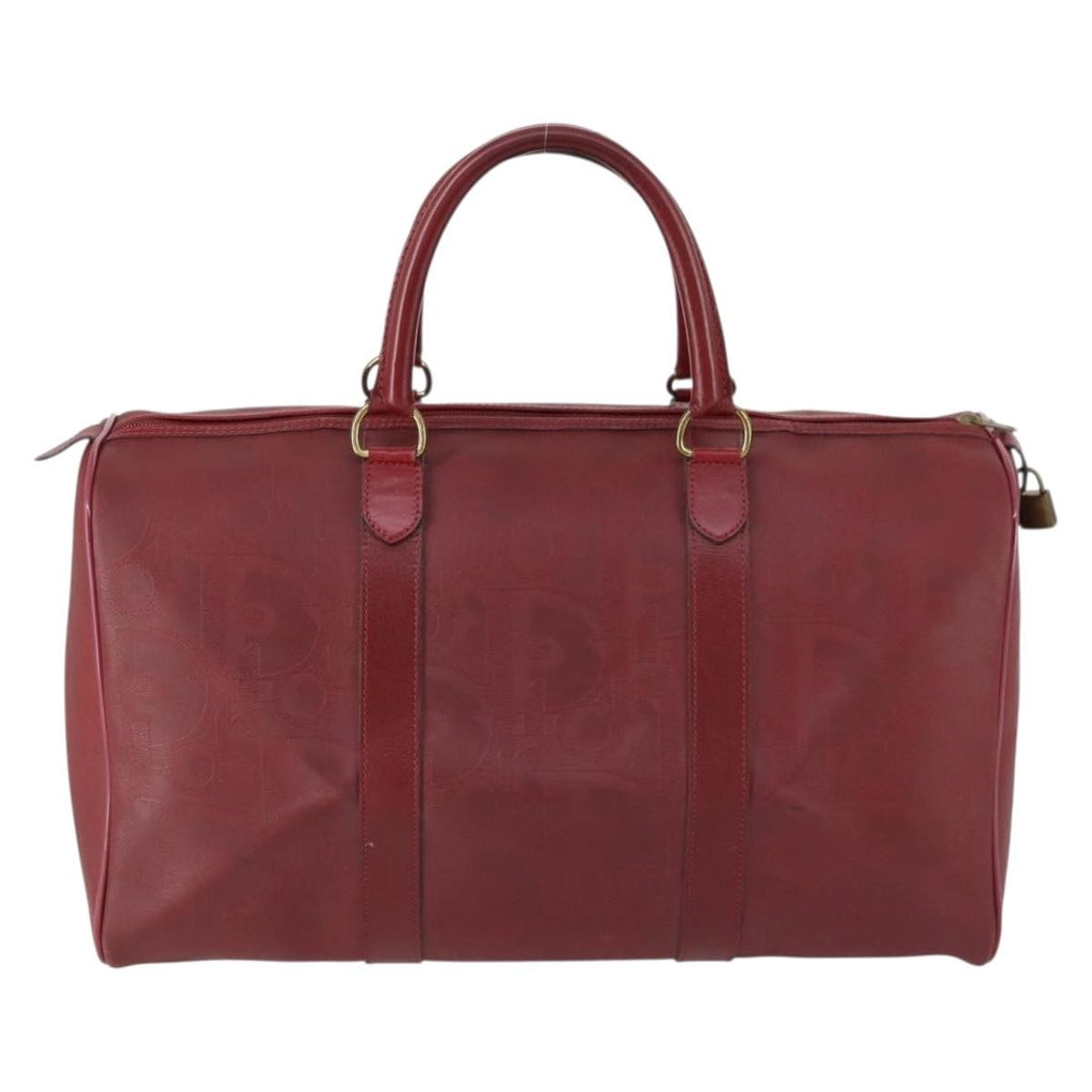 Christian Dior Vintage Trotter Duffle Bag Diorissimo Canvas Red Pvc Travel Bag Bag (Pre-Owned)