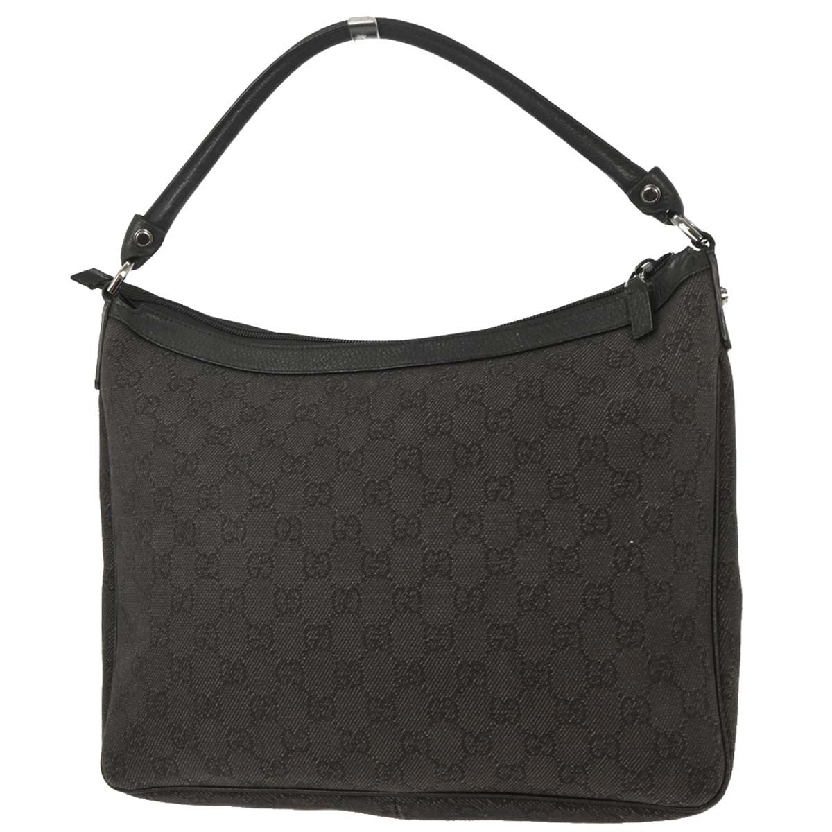 Gucci Abbey Pocket Hobo Gg Canvas Gray Canvas Handbag (Pre-Owned)