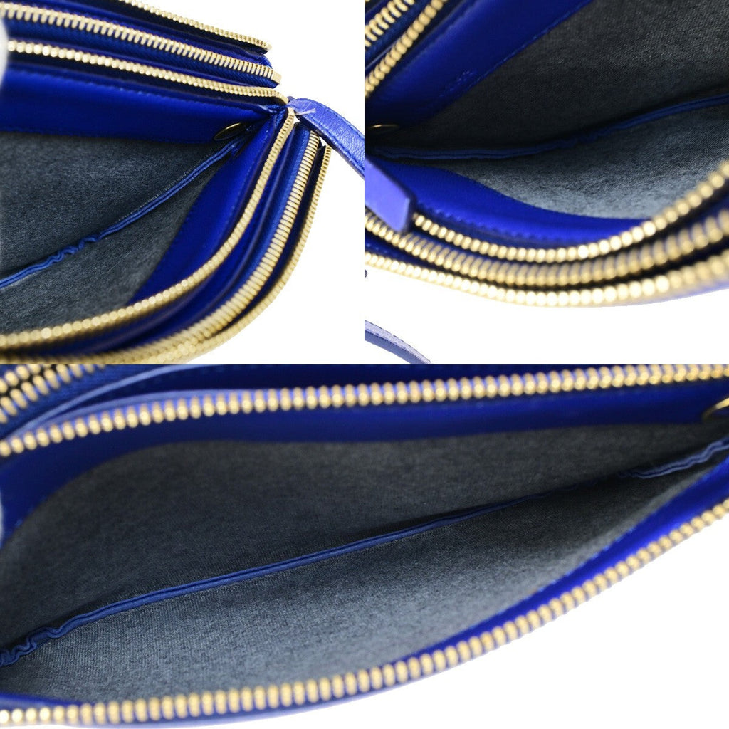 Celine Trio Crossbody Bag Leather Blue Leather Bag