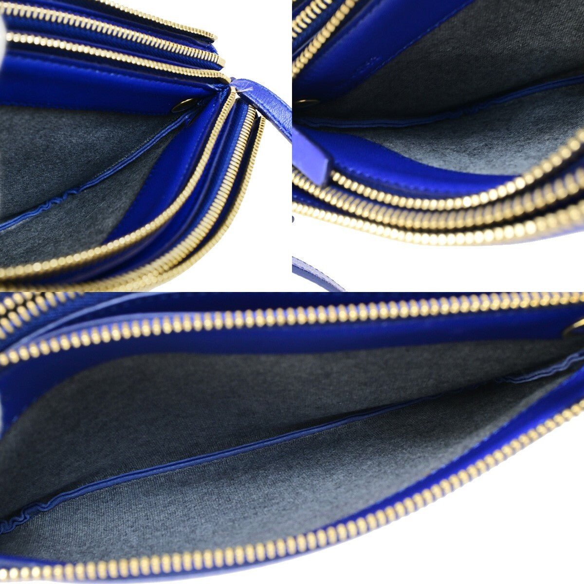 Celine Trio Crossbody Bag Leather Blue Leather Bag