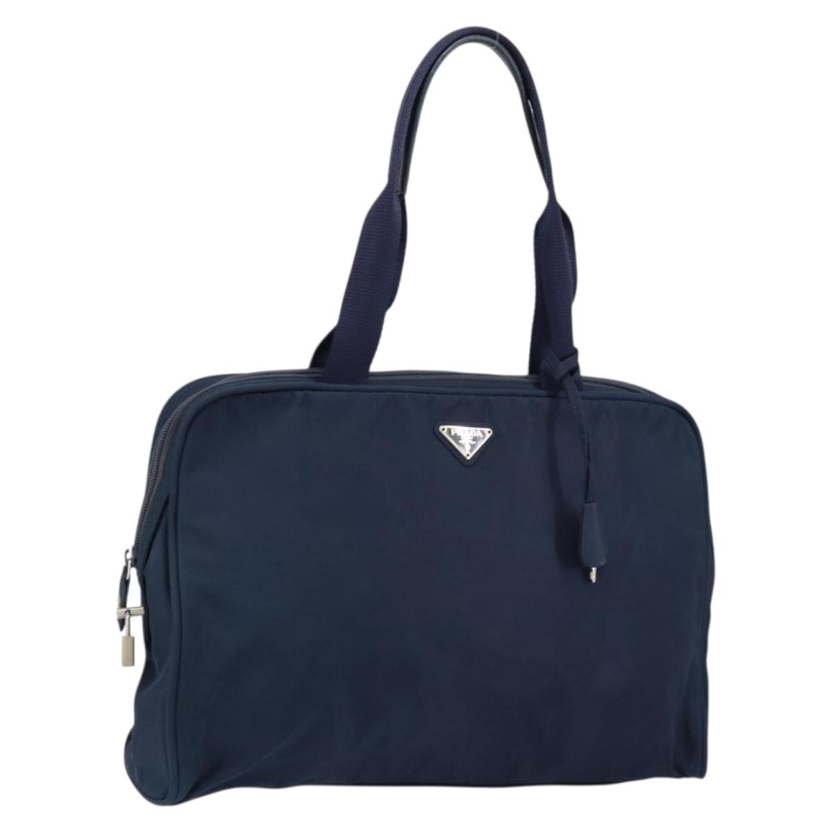 Prada Zip Around Tote Tessuto Navy Nylon Handbag