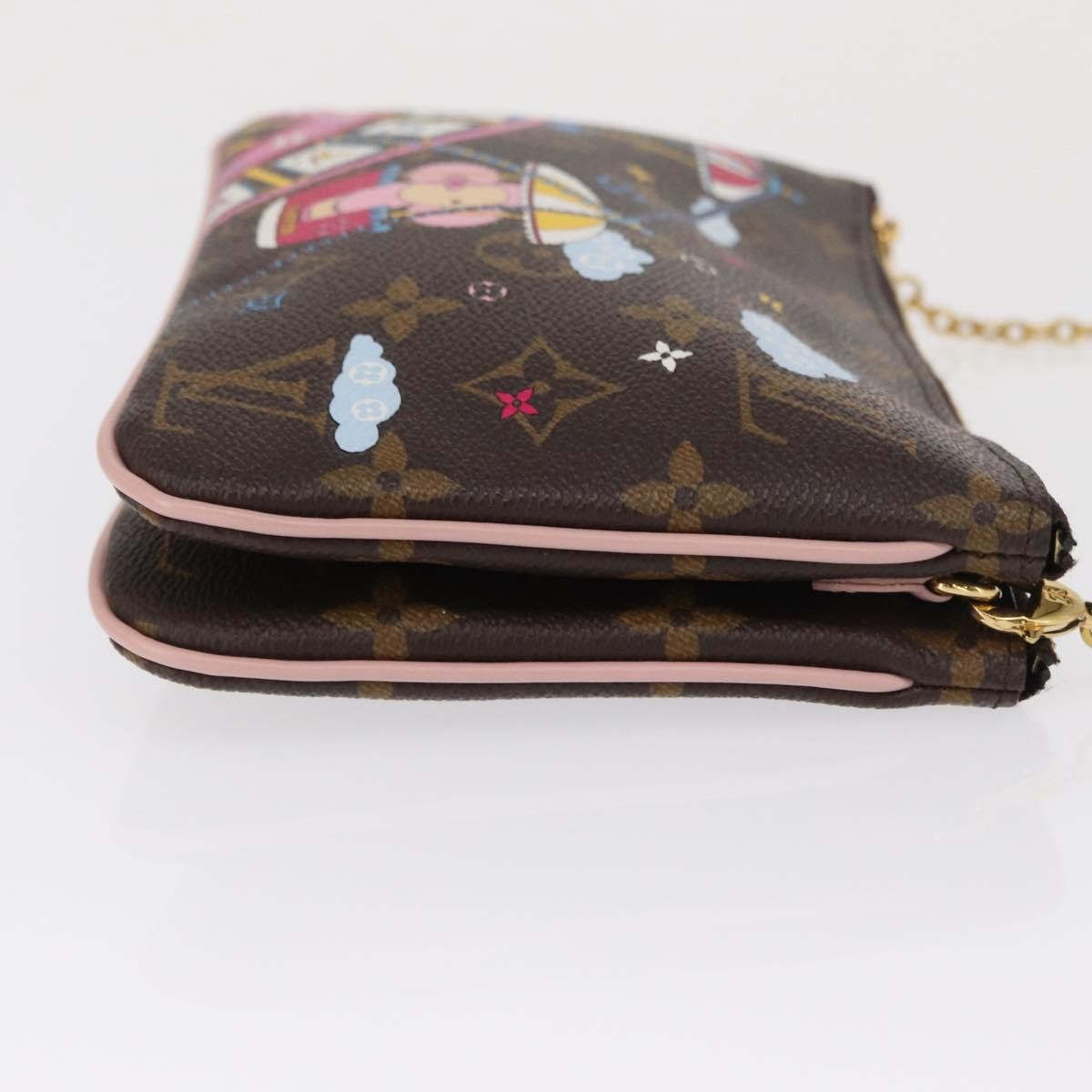 Louis Vuitton Double Zip Pochette Limited Edition Vivienne Xmas Monogram Canvas Brown Canvas Clutche & Pouche Bag