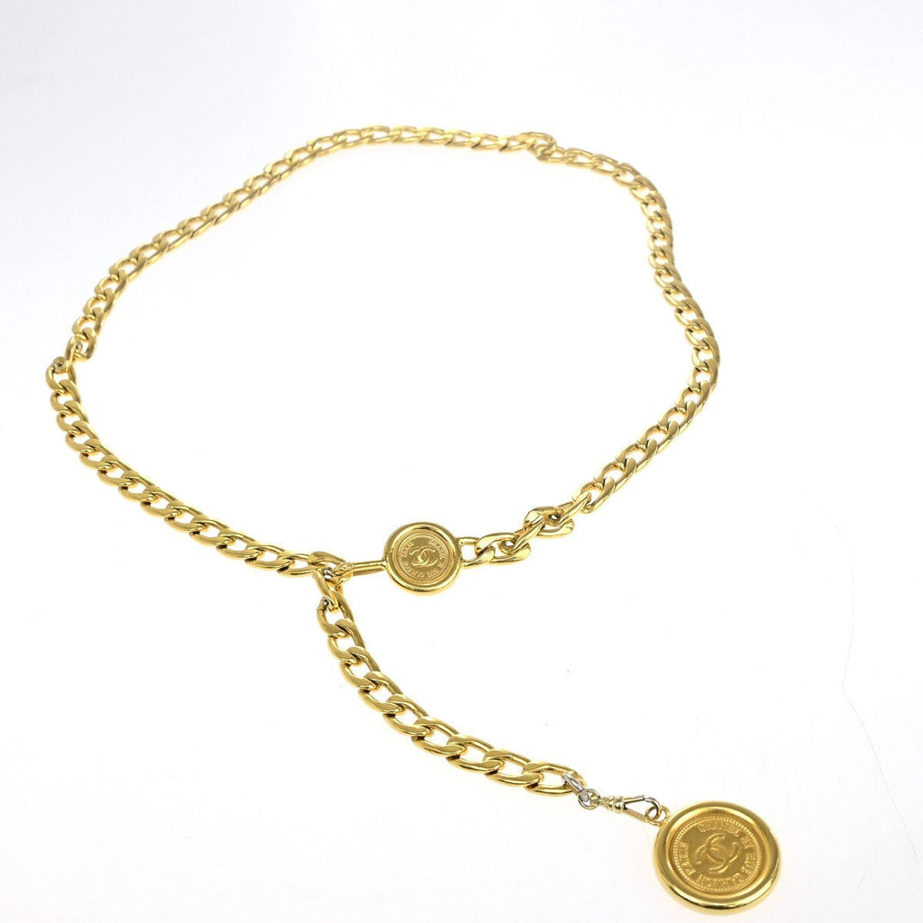 Chanel Vintage Medallion Chain Belt Metal Gold Gold_Plated Belts Accessory