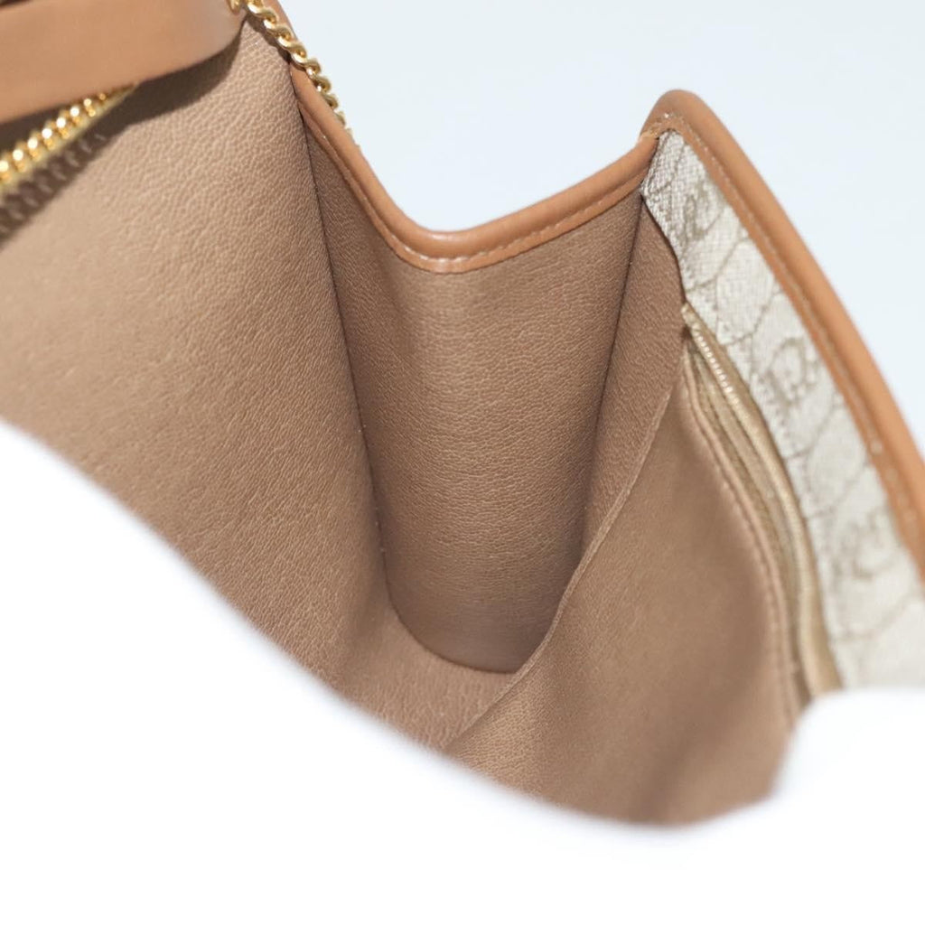 Christian Dior Vintage Honeycomb Chain Canvas Beige Canvas Bag (Pre-Owned)