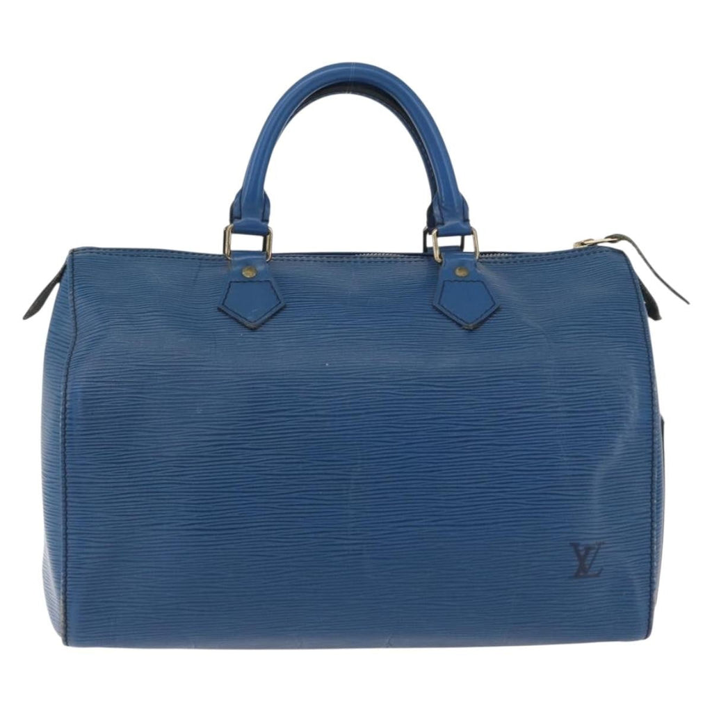 Louis Vuitton Speedy Handbag Epi Leather Blue Leather Handbag