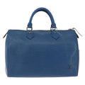 Louis Vuitton Speedy Handbag Epi Leather Blue Leather Handbag