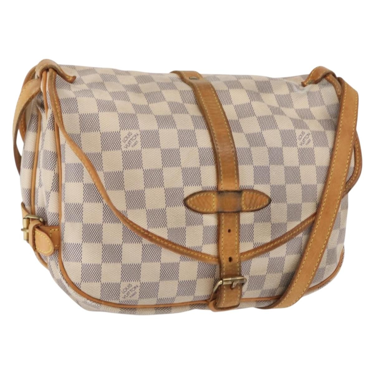 Louis Vuitton Saumur Handbag Damier Beige Canvas Shoulder Bag