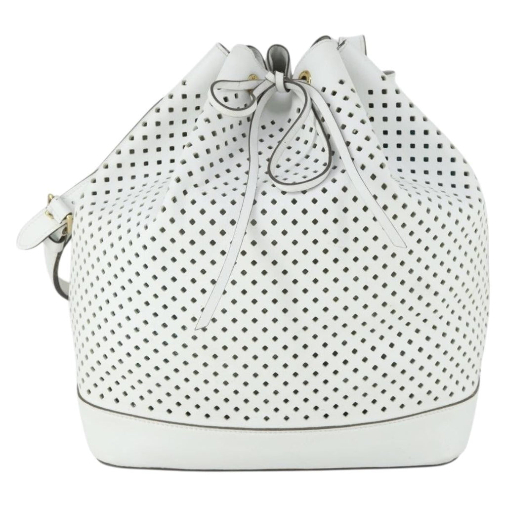 Louis Vuitton Flore Noe Handbag Perforated Leather White Leather Shoulder Bag