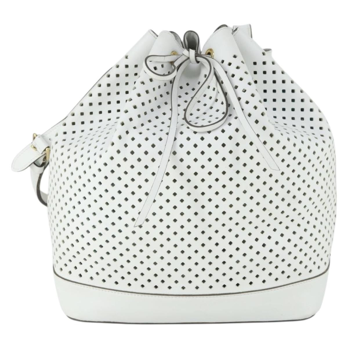 Louis Vuitton Flore Noe Handbag Perforated Leather White Leather Shoulder Bag