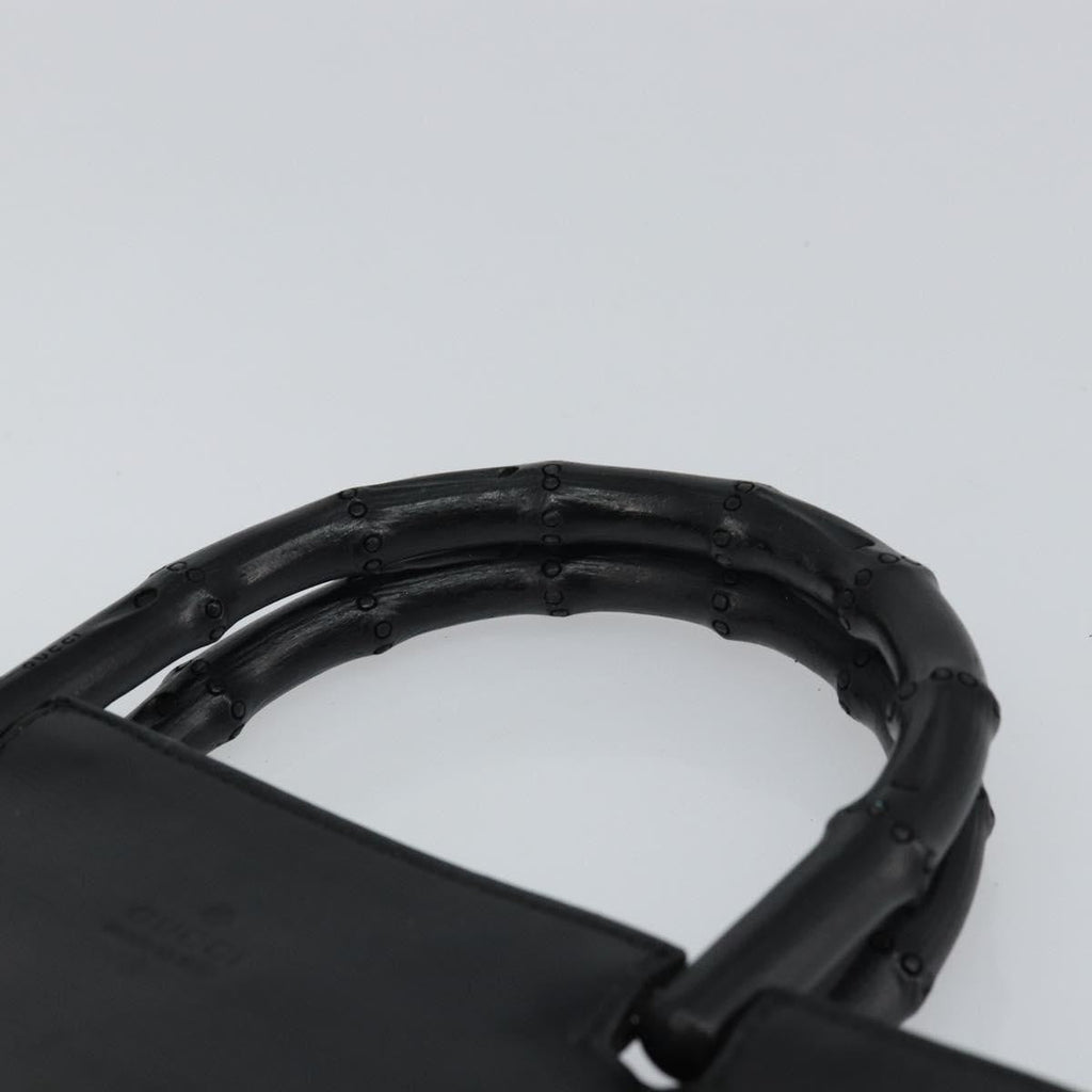 Gucci Vintage Bamboo Handle Bag Leather Black Leather Handbag (Pre-Owned)