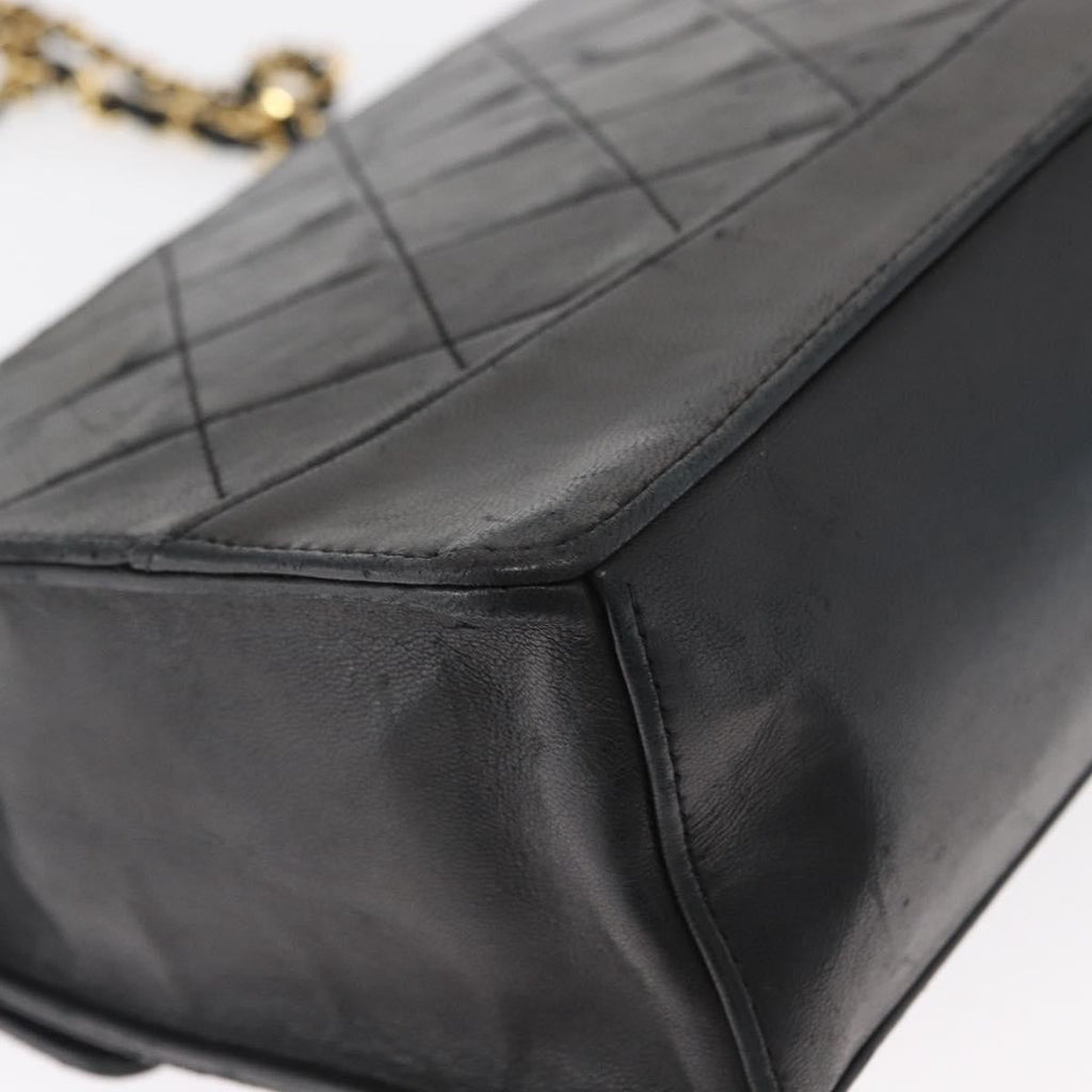 Chanel Vintage Mademoiselle Lock Trapezoid Flap Bag Quilted Lambskin Black Leather Shoulder Bag Bag
