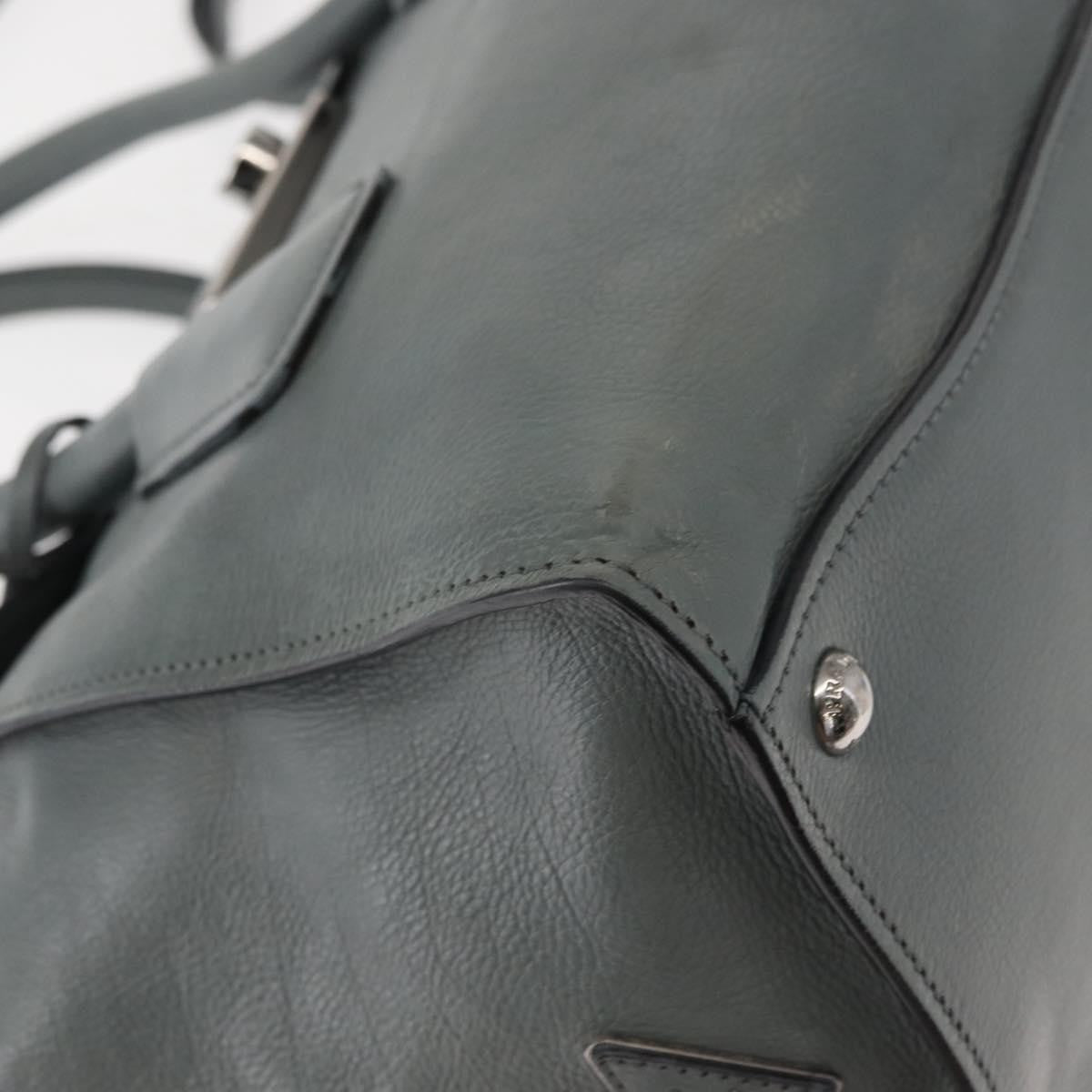 Prada Twin Pocket Lock Flap Tote Glace Calf Gray Leather Tote Bag Bag