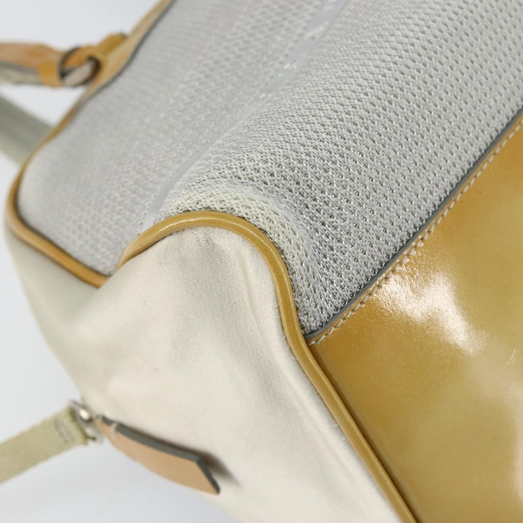 Prada Vintage Zip Handbag Tessuto Silver Nylon Handbag