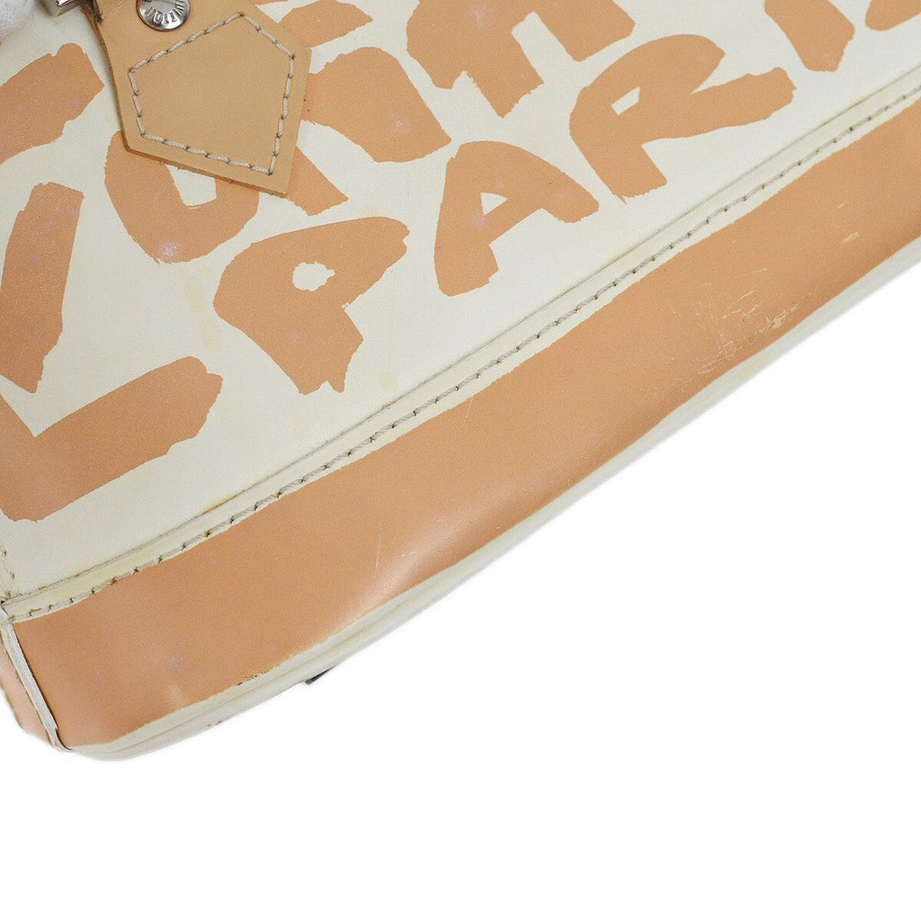 Louis Vuitton Alma Handbag Limited Edition Graffiti Leather Beige Leather Handbag