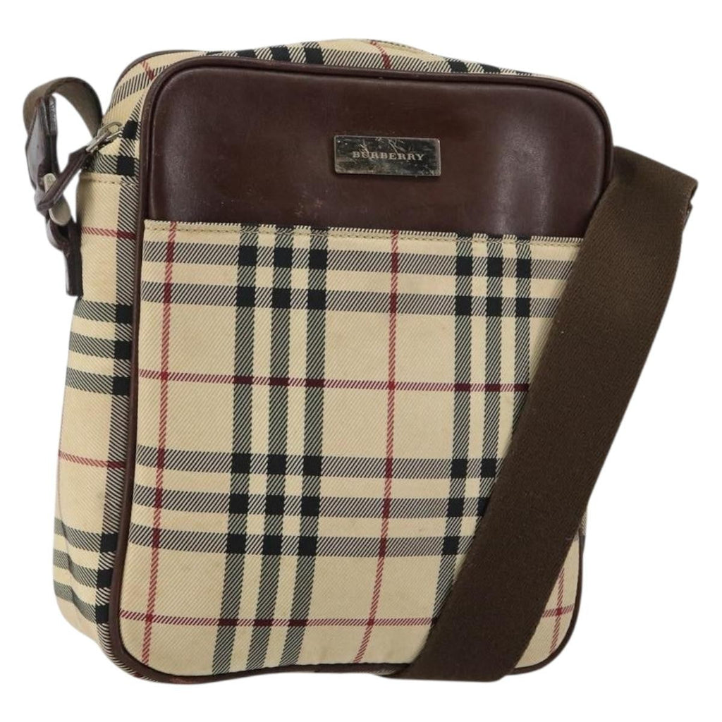 Burberry Zip Messenger Bag Nova Check Canvas And Leather Beige Canvas Shoulder Bag