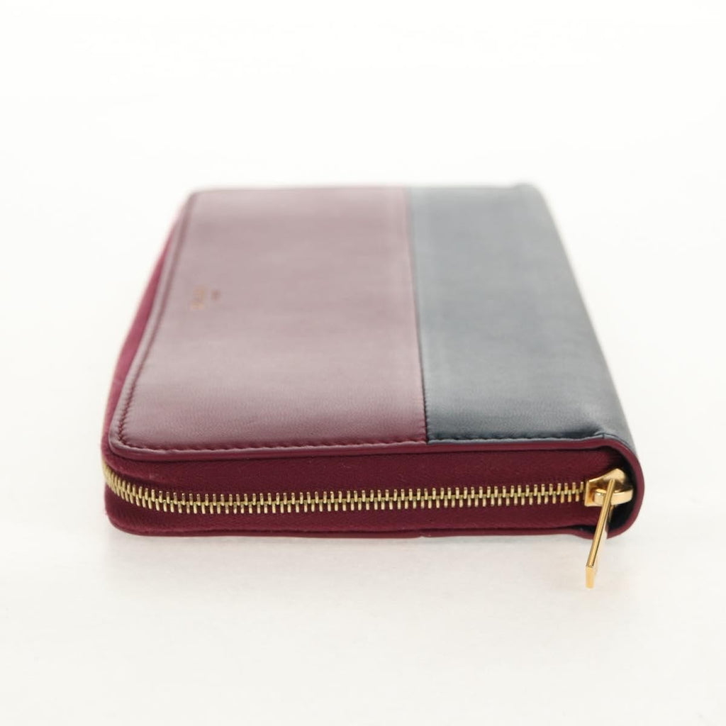 Celine Multifunction Flap Wallet Leather Burgundy Leather Wallets Accessory