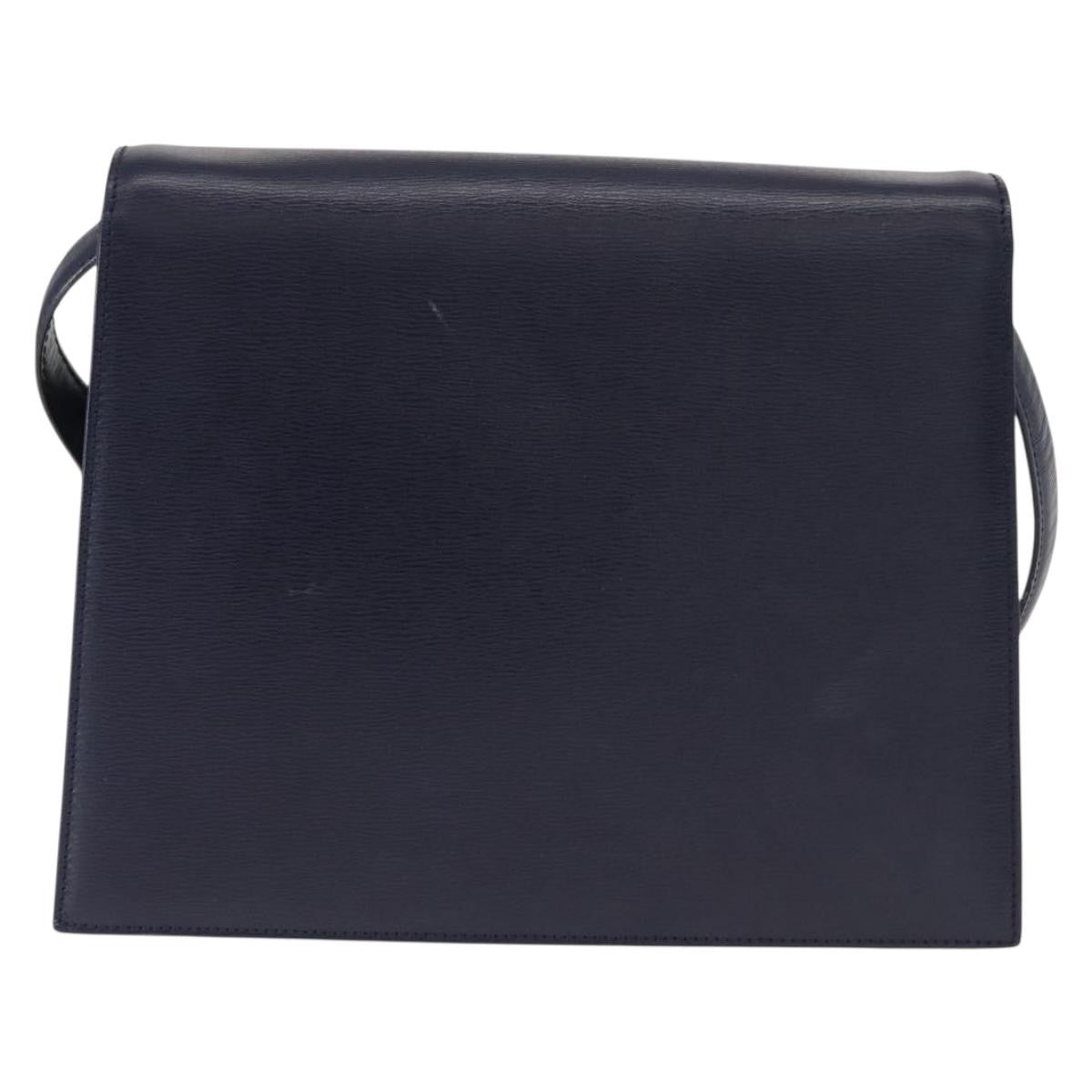 Christian Dior Vintage Cd Flap Shoulder Bag Leather Navy Leather Shoulder Bag Bag (Pre-Owned)