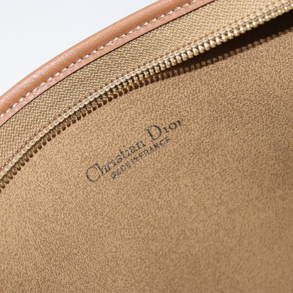 Christian Dior Vintage Honeycomb Zip Pouch Canvas And Leather Beige Canvas Clutche & Pouche Bag (Pre-Owned)