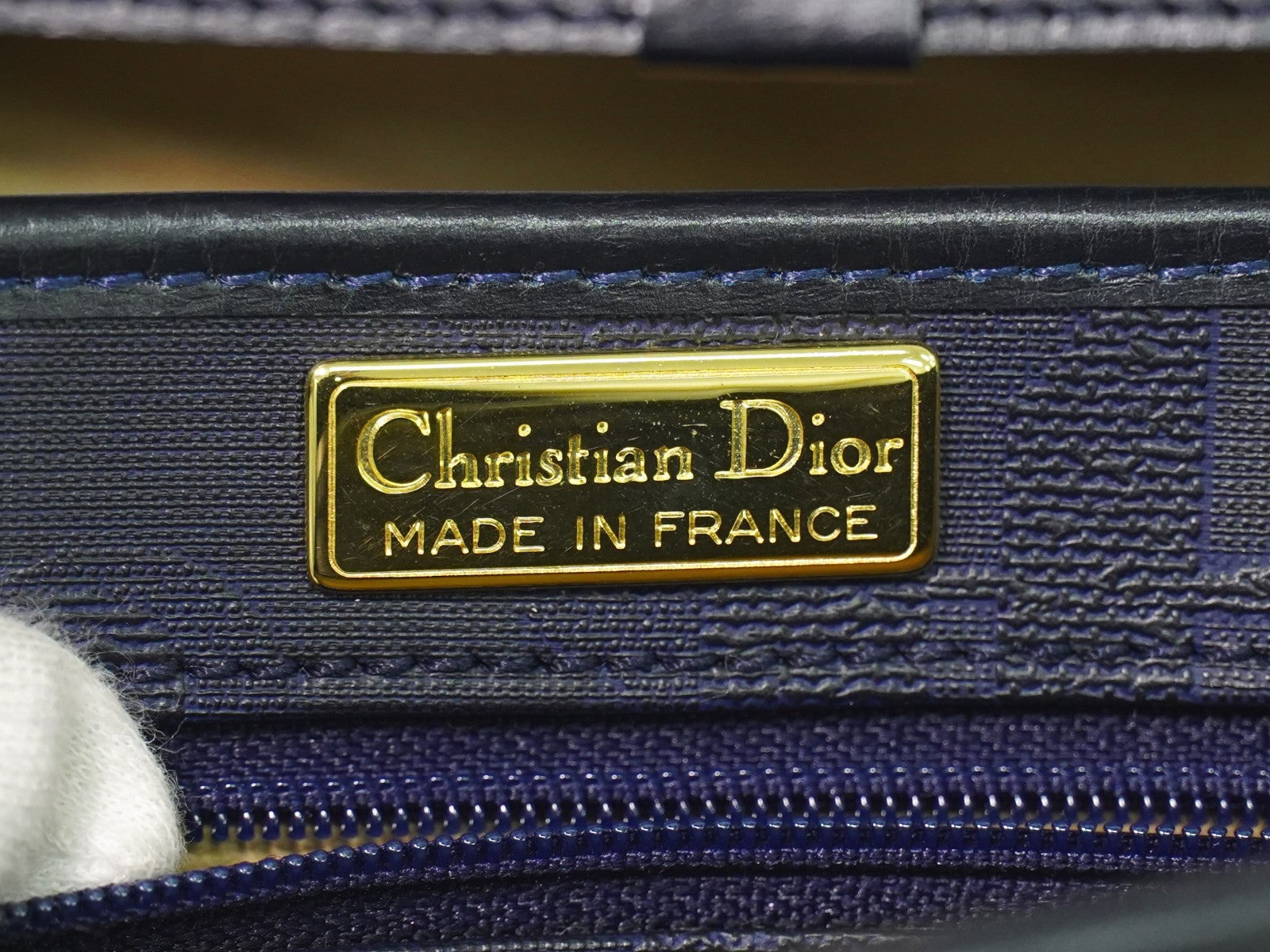 Christian Dior Trotter Shoulder Bag Canvas Navy Canvas Shoulder Bag Bag (Pre-Owned)