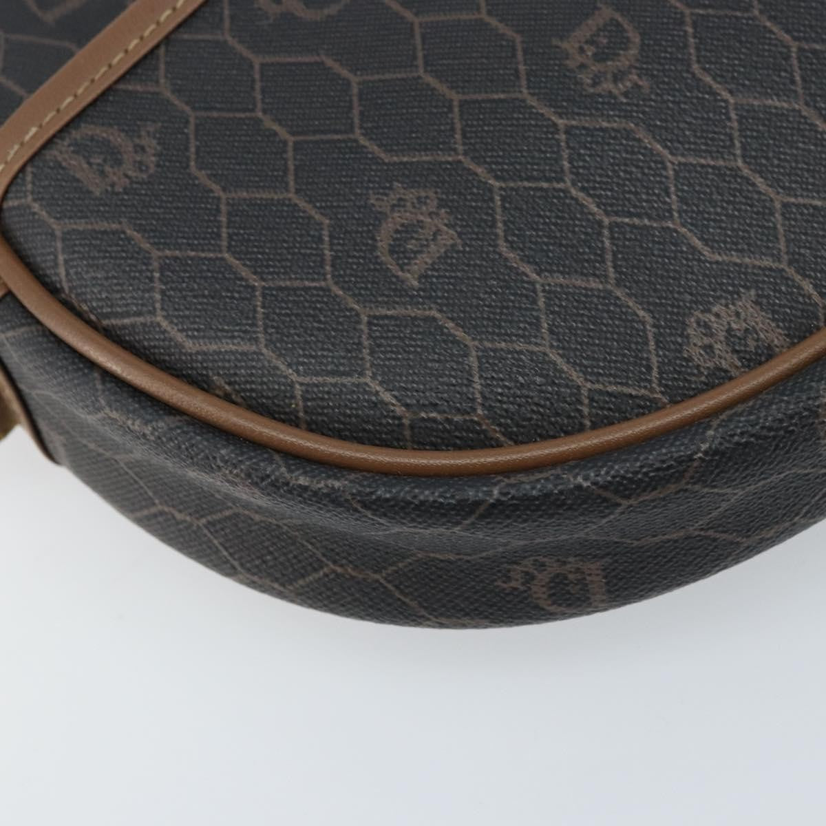 Christian Dior Vintage Honeycomb Shoulder Bag Canvas And Leather Black Canvas Shoulder Bag Bag (Pre-Owned)