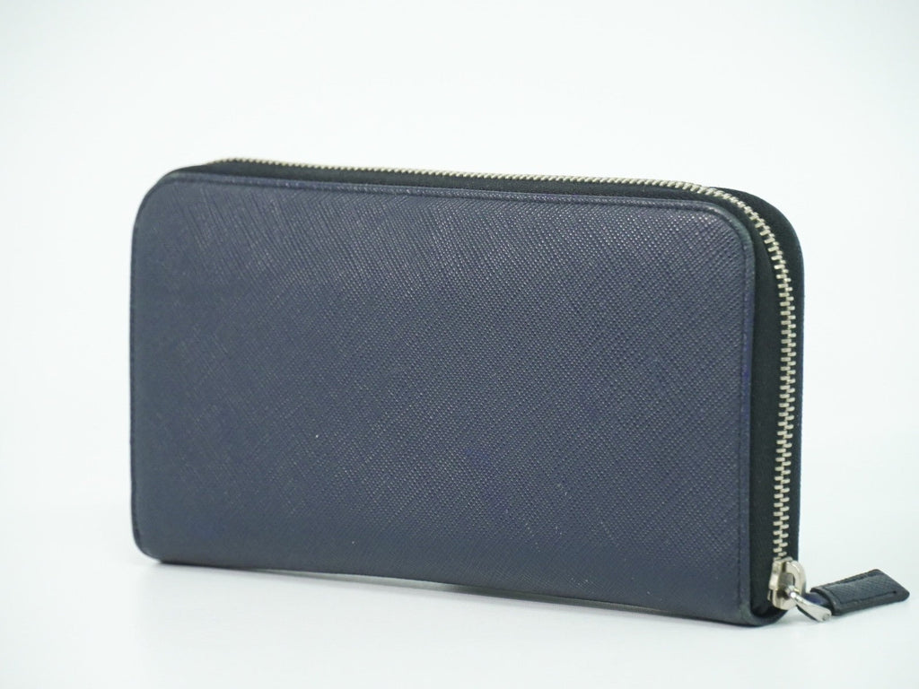 Prada Saffiano Wallet Leather Navy Leather Wallets Accessory