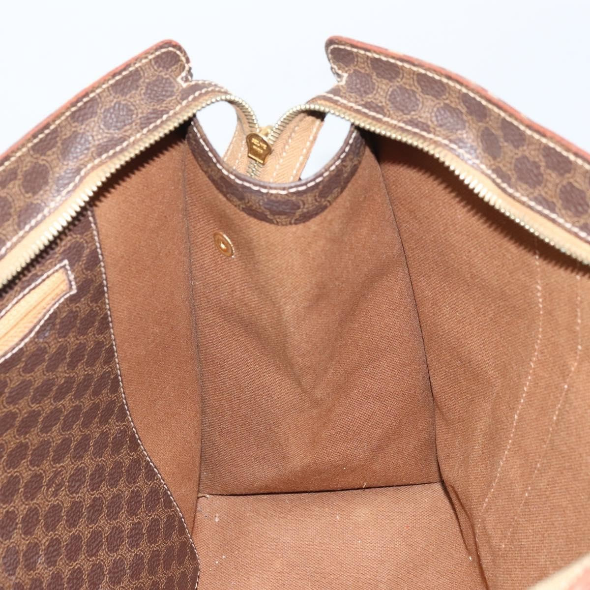 Celine Vintage Macadam Handbag Canvas And Leather Brown Canvas Tote Bag Bag