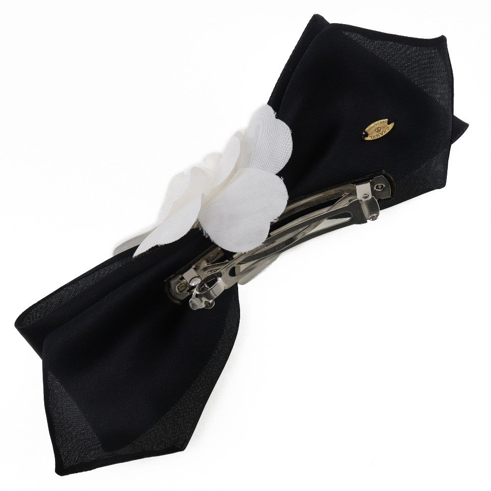 Chanel Camellia Ribbon Headband Silk Black Satin Head Accessory Accessory