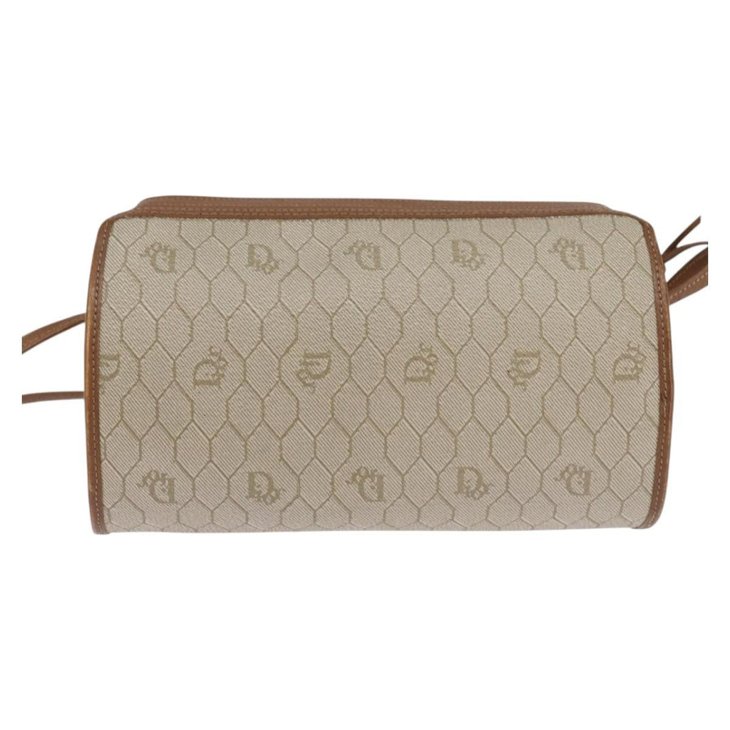 Christian Dior Vintage Honeycomb Shoulder Bag Canvas And Leather Beige Canvas Bag (Pre-Owned)