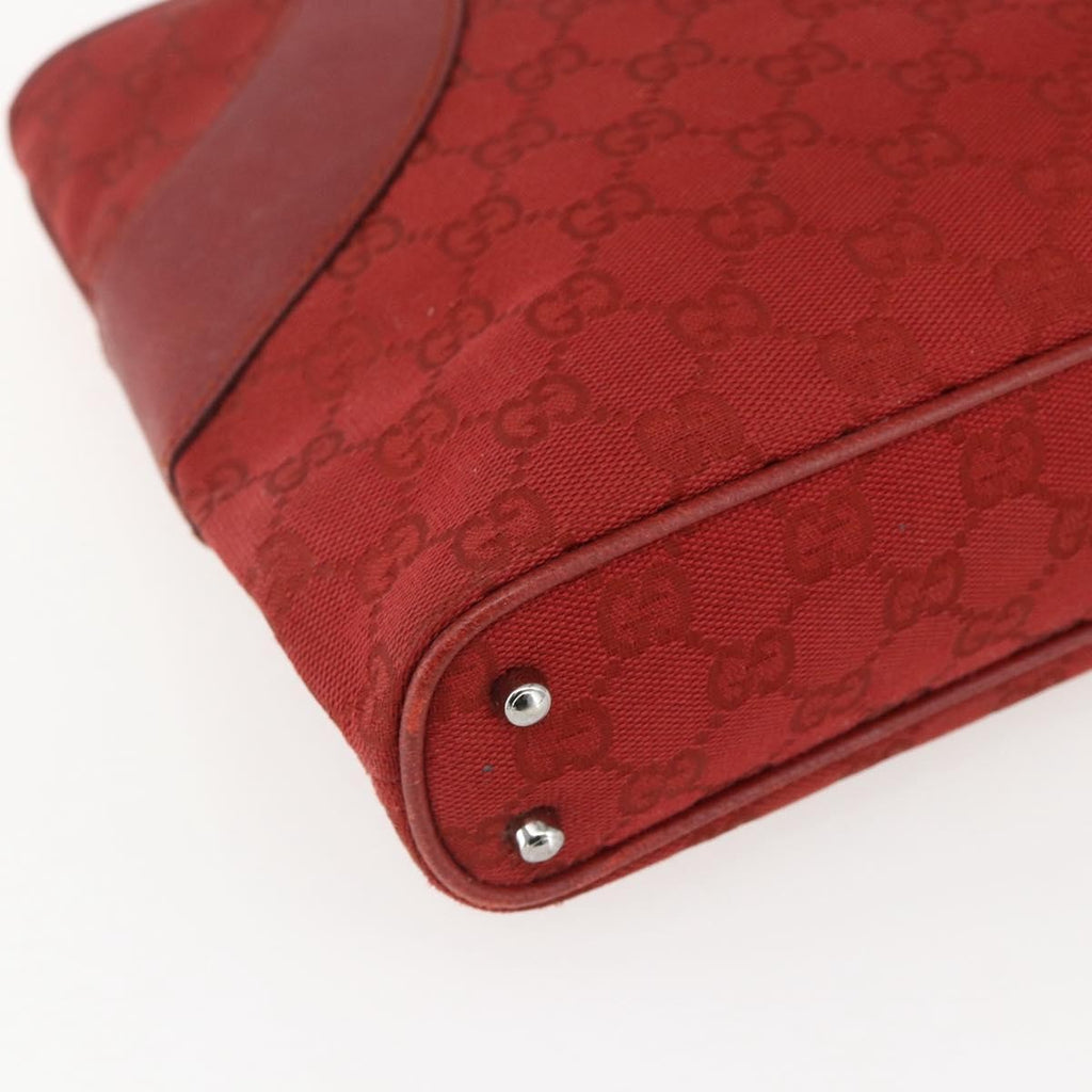 Gucci Vintage Ring Tote Gg Canvas With Leather Red Canvas Handbag (Pre-Owned)