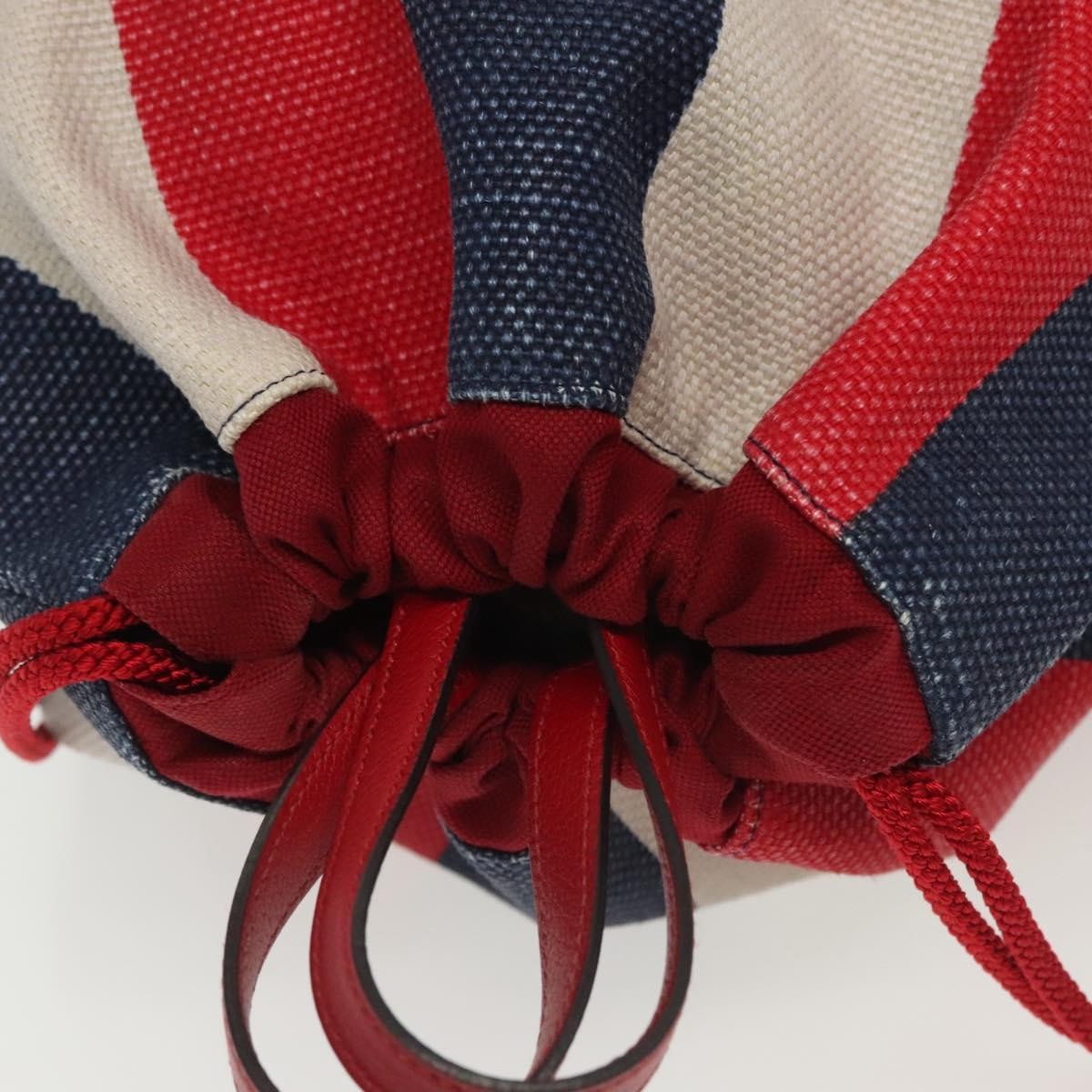 Gucci Logo Drawstring Backpack Striped Canvas Multicolour Canvas Backpack Bag (Pre-Owned)