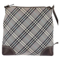 Burberry Nova Check Blue Label Canvas Gray Nylon Shoulder Bag