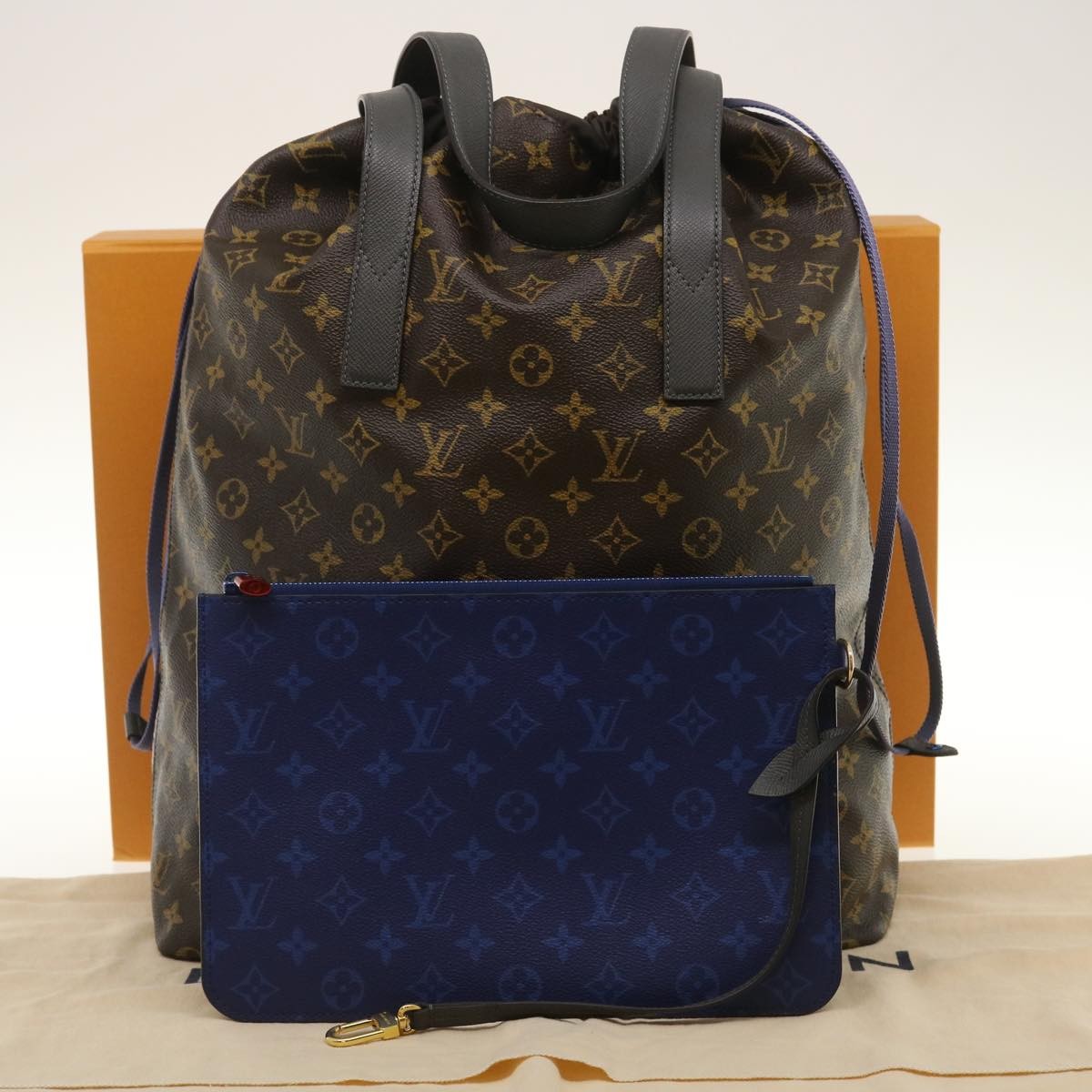 Louis Vuitton Cabas Light Drawstring Bag Monogram Split Canvas Brown Canvas Tote Bag